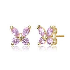 Guili Sterling Silver 14K Gold Plated Marquise CZ Butterfly Stud Earrings, Elegant & Dazzling for Everyday Wear & Special Occasions - 1 of 3