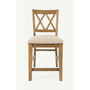 Jofran, Telluride Rustic Farmhouse Solid Wood Upholstered Counter Stool (Set of 2) - 1 of 4