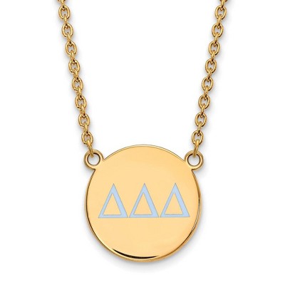 Black Bow Jewelry 14k Yellow Gold Plated Sterling Silver Delta Delta Delta Greek Life Necklace 18 Inch