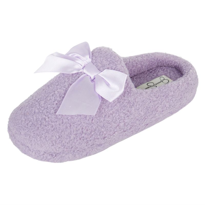 Jessica Simpson Girl's Slip-On Faux Shearling Clog Slippers with Satin Bow, 3 of 8