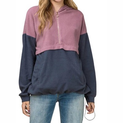 Women's Color Block Hooded Sweatshirt - entro