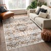 5 x 7 ft Polyester Imitation  Blue Brown Rectangular Hallway Bathroom Entryway Kitchen Office Foldable Flower Printed  Washable Area R - 2 of 4