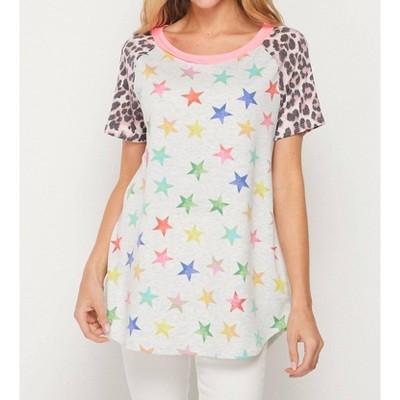 Women's Leopard & Stars Raglan Top - honeyme