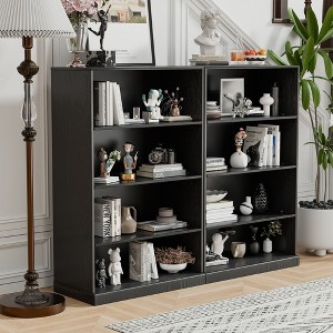 PexFix 49"x62"x16" Wood Bookshelf with Adjustable Shelves in Black - 1 of 3