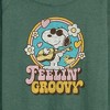 Women's - Peanuts - Feelin Groovy Snoopy And Woodstock Lightweight French Terry Wide Neck Long Sleeve Shirt - 2 of 4