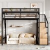 TIRAMISUBEST Twin XL / Full Size Loft Bed with Storage Stairs and Open Wardrobe, Metal Bed Frame with Charging Ports and Lights - 3 of 4