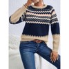 Coolmee Women's Classic Sweaters Striped Color Block Long Sleeve Sweaters Crewneck Pullover Knit Jumpers Casual Slim Fit Tops XL Dark Blue - 4 of 4