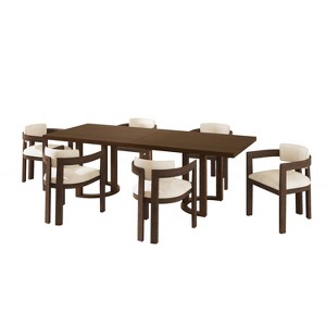 Christopher Knight Home Kylie Modern 7pc Rubberwood Upholstered Dining Set Beige/Walnut - 1 of 4