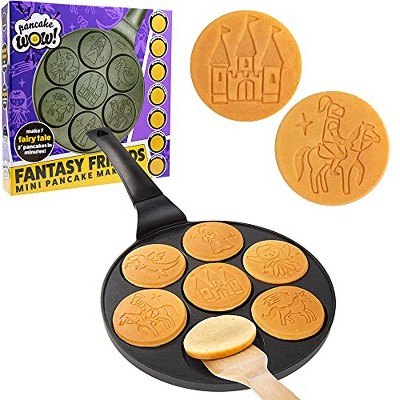 Cucina Pro Fantasy Friends Mini Pancake Pan-Make 7 Unique Flapjacks Featuring a Princess Prince Fairy Castle & More, Nonstick Griddle