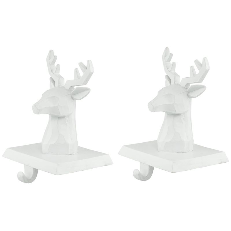 Northlight Set of 2 White Reindeer Head Christmas Stocking Holders 5.75", 4 of 6