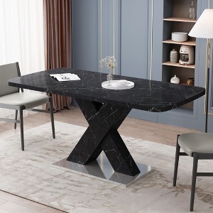NicBex Dining Table for 4 Kitchen Table Modern Rectangle Dining Table with Metal Base for Kitchen and Dining Room - 1 of 4