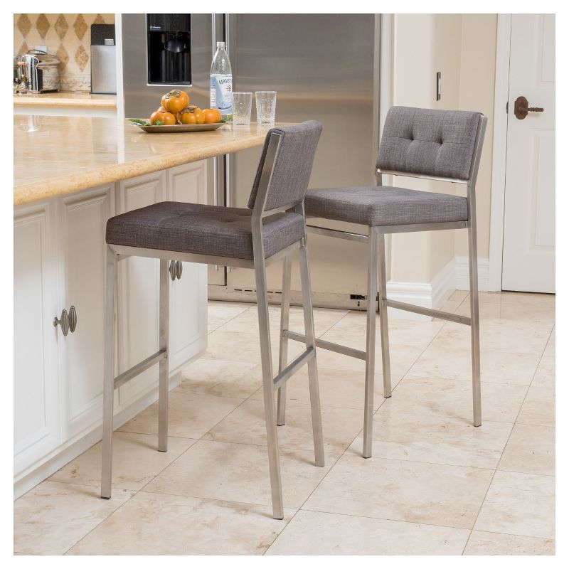 Set of 2 Qyto 30&#34; Fabric Barstool Light Gray - Christopher Knight Home, 3 of 6