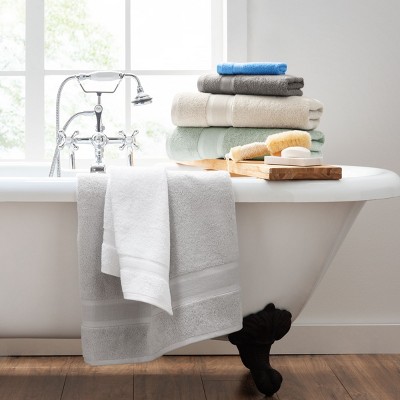 Oversized Blue Turkish Cotton Bath Towels Set of 2