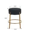 Alilang 20.00 inches Round Upholstered Accent Stool with Gold Metal Frame and Textured Seat-Black - 4 of 4