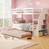 Tangkula Twin over Twin Wooden Bunk Bed w/ Trundle Storage Stairs Convertible - 2 of 4