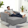 CIPACHO Smoke Grey Oversized All-Foam Corduroy Lounge Chair with Ottoman - 50.98"W × 62.6"D × 23.62"H Modular Deep-Seat Floor Couch, Easy Assembly - 2 of 4