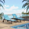 Outdoor Lounge Chairs With Wheels - Adjustable Backrest, Poolside Loungers, Patio Chaise Lounge Chairs, Side Table Set of 3 - 2 of 4