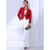 INSPIRE CHIC Women's Regular Fit Notched Lapel Ruched Sleeve Business Crop Blazer - 3 of 4