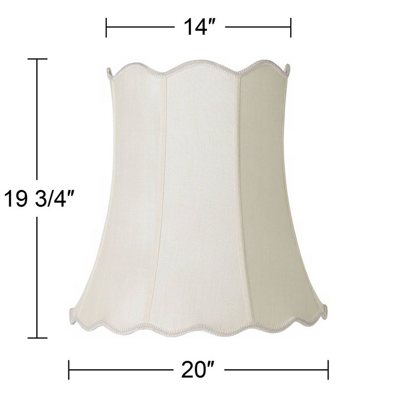 Imperial Shade Creme Large Scallop Bell Lamp Shade 14" Top x 20" Bottom x 20" Slant x 19.75 High (Spider) Replacement with Harp and Finial, 5 of 9