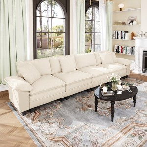 Captiva Designs Cloud Modular Sofa, 157.5" Sectional Couch with Deep Seats, 4-Seater Upholstered Sofa - 1 of 4