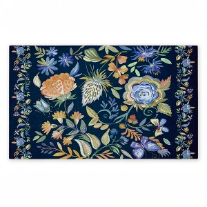 Stupell Industries Painted Blue Floral on Black Printed Outdoor Door Mat, design by Ani Del Sol, 18"x30" - 1 of 4