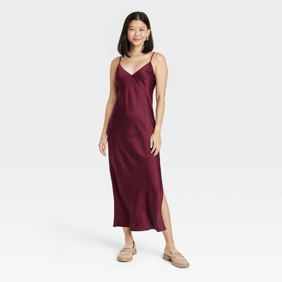 Women's Asymmetrical Midi Slip Dress - A New Day™ Pink XL