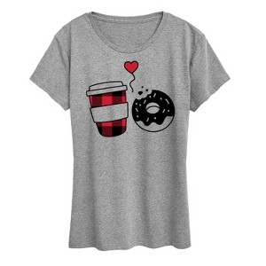 Women's - Instant Message - Coffee And Donut Short Sleeve Graphic T-Shirt - 1 of 4
