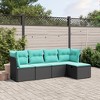 vidaXL 5 Piece Patio Sofa Set with Cushions Black Poly Rattan - Black without storage 5 Piece - 2 of 4
