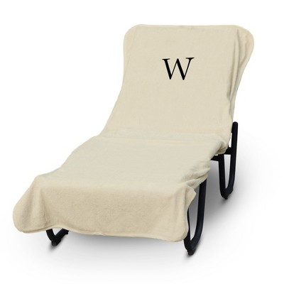 BC BARE COTTON Luxury Hotel & Spa Monogrammed Pool Chaise Lounge Cover, Standard Size 90 X 29 Inches - Beige - Black Block
