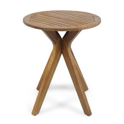 Teak Round Acacia Wood Outdoor Bistro Table with X Legs