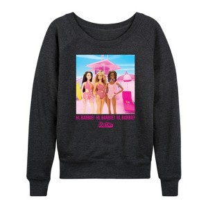 Women's - Barbie - Hi Barbie Beach Lightweight French Terry Wide Neck Long Sleeve Shirt - 1 of 4
