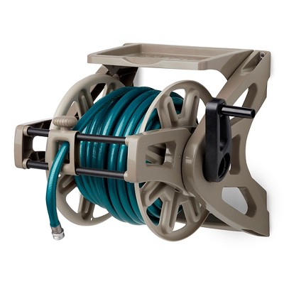 Suncast Slide Trak Hose Handler 175 Foot Wall Mounted Resin Garden Hose ...