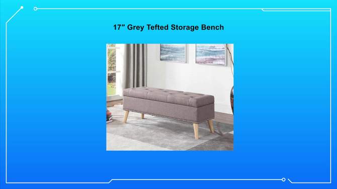 Tufted Storage Bench 17" - Gray - Ore International, 2 of 6, play video