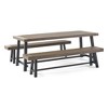 CAVINAS Outdoor Patio Table and Chairs, Acacia Wood Out Door Table and Chairs Weather Resistant with 2 Benches for Patio, Brown+Black - 3 of 4