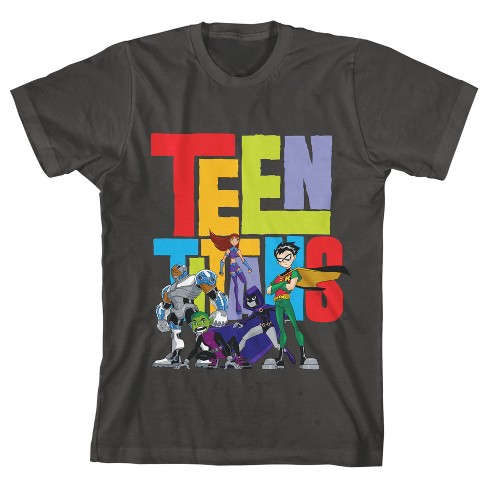 Teen Titans Young Superheroes Youth Charcoal Gray Graphic Tee : Target