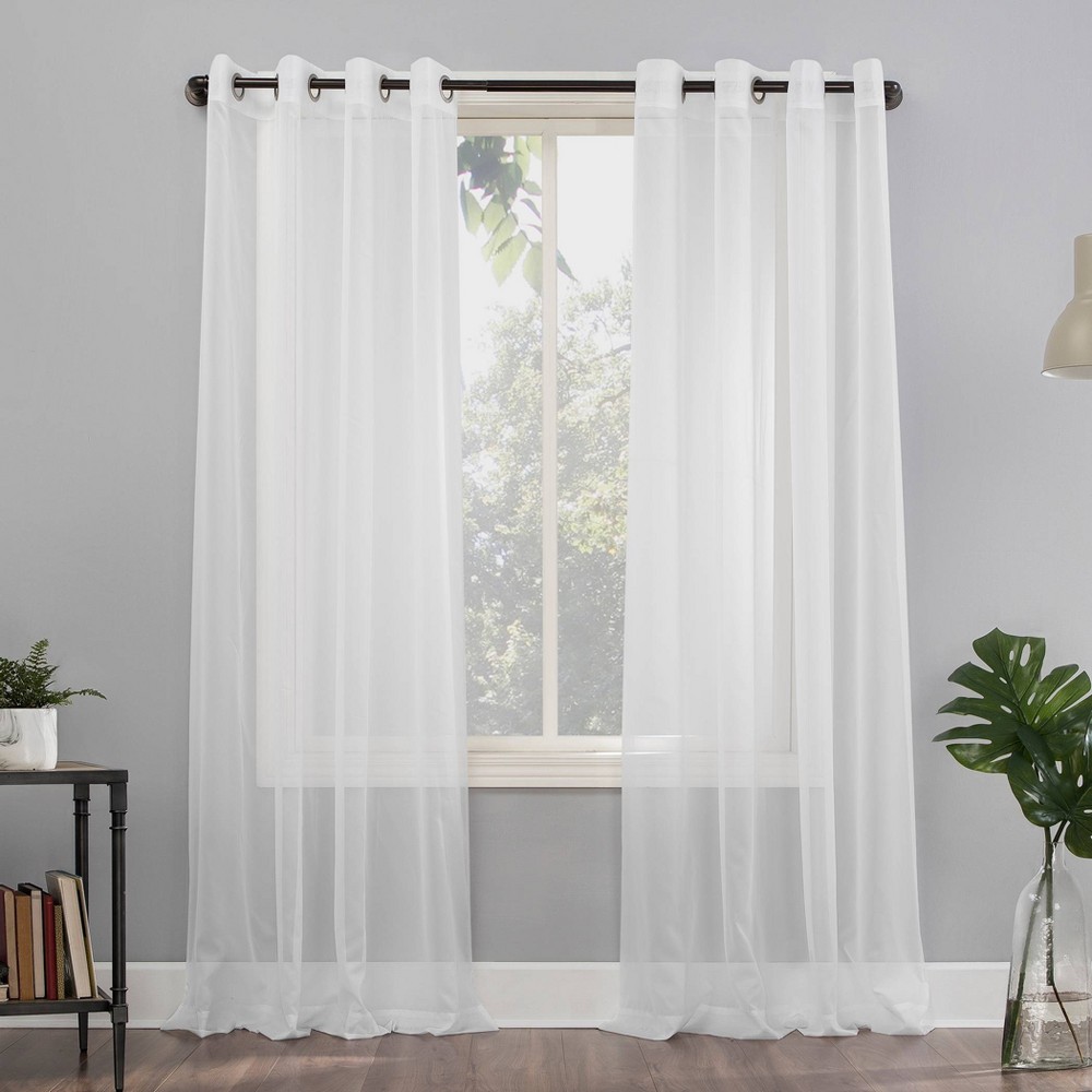 Photos - Curtains & Drapes 108"x59" Emily Sheer Voile Grommet Top Curtain Panel White - No. 918