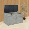 WELLFOR 88gal Outdoor Patio Garden Rattan Storage Box Gray - 3 of 4
