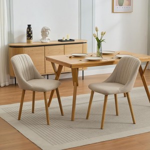 Dining Chairs Set of 2, Modern Upholstered Bar Chairs with Ergonomic Back, 300lbs Dining Chairs with Oak Legs, for Dining Room Home Restaurant - 1 of 4