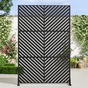 Wooakway 72"H 47"W 16"D Metal Outdoor Privacy Screen Freestanding Patio Decorative Screens - 1 of 4