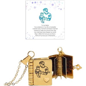 Daughter Love Book Necklace, Laser Engraved Page Pendant Stainless Steel Gift - 1 of 4