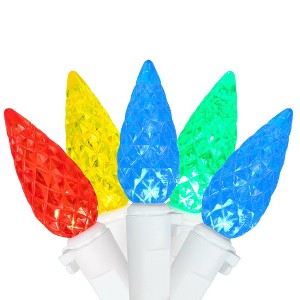 Northlight 70ct Multi-Color Faceted LED C6 Christmas Light Set - 24.25ft White Wire - 1 of 4