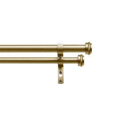 Gold Adjustable Double Curtain Rod Set with Finials, 36"-72"