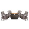 High Back Outdoor Furniture with 6-inch Extra Thick Cushions, Patio Furniture Set with Fire Pit Table & Swivel Chairs - 2 of 4