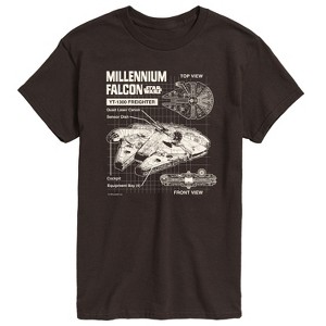 Men's - Star Wars - Millennium Falcon Schematic Men's Short Sleeve Tee Short Sleeve Graphic T-Shirt - 1 of 3
