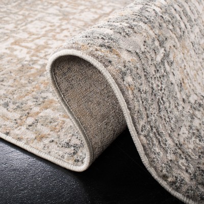 Beige and Gray Abstract Square Synthetic Area Rug, 9'x9'