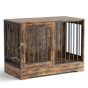 SUGIFT 2-in-1 47in Wooden Dog Crate Furniture for Large Dogs, Heavy-Duty Kennel with Double Doors, Stylish End Table Design - 1 of 4