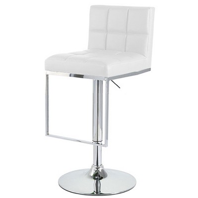 Alex Modern Chrome-Plated Adjustable Swivel Barstool in Vanilla White
