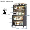 Gulches 64" Kitchen Pantry Storage Cabinet, 5-Tier Metal Bakers Rack with Wheels, Transparent Flip Doors & DIY Hole Board, Gray - 3 of 4