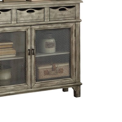 42" Gray Wood and Metal Console Table with Storage
