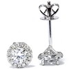 Pompeii3 1/2ct Round Diamond Halo Studs 10K White Gold - 3 of 4